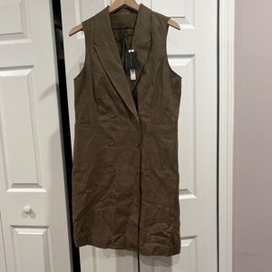 Elie Tahari Olive Green Linen Dress